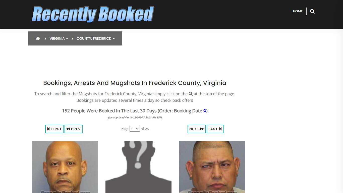 Bookings, Arrests and Mugshots in Frederick County, Virginia